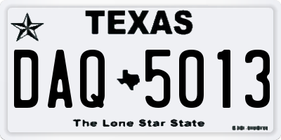 TX license plate DAQ5013