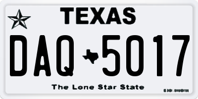 TX license plate DAQ5017