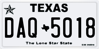 TX license plate DAQ5018