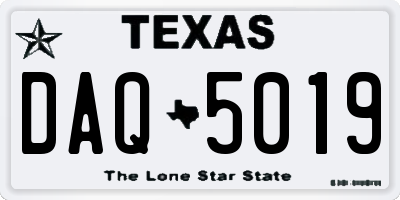 TX license plate DAQ5019