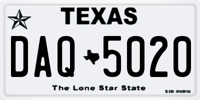 TX license plate DAQ5020