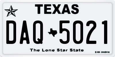 TX license plate DAQ5021