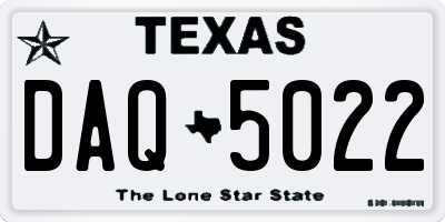 TX license plate DAQ5022