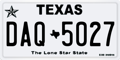 TX license plate DAQ5027