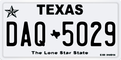 TX license plate DAQ5029