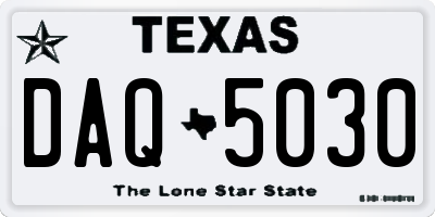 TX license plate DAQ5030