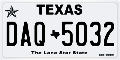 TX license plate DAQ5032