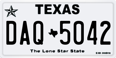 TX license plate DAQ5042