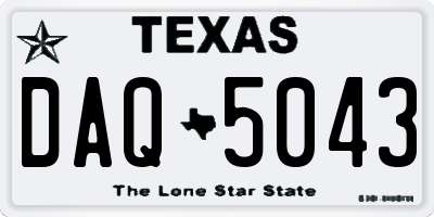 TX license plate DAQ5043