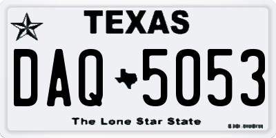 TX license plate DAQ5053