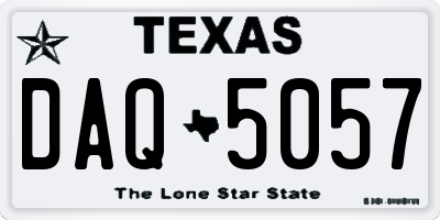 TX license plate DAQ5057