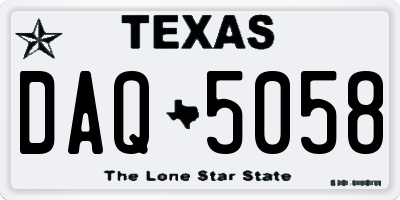 TX license plate DAQ5058