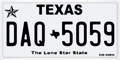 TX license plate DAQ5059