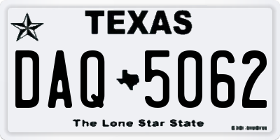 TX license plate DAQ5062