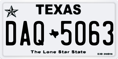 TX license plate DAQ5063