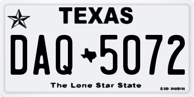 TX license plate DAQ5072