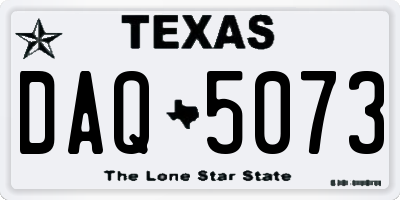 TX license plate DAQ5073