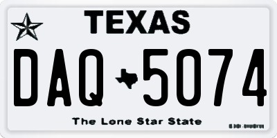 TX license plate DAQ5074