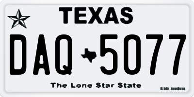 TX license plate DAQ5077