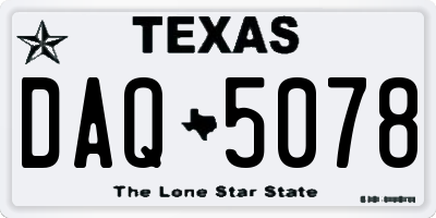 TX license plate DAQ5078