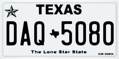 TX license plate DAQ5080