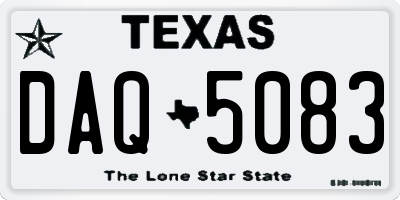 TX license plate DAQ5083