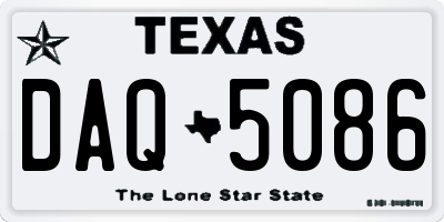 TX license plate DAQ5086
