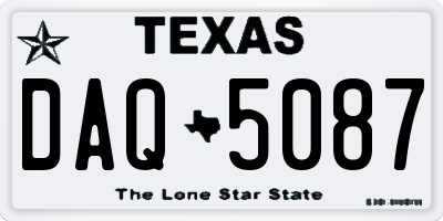 TX license plate DAQ5087