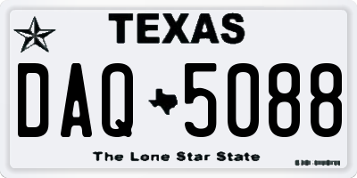 TX license plate DAQ5088