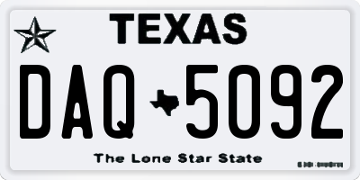 TX license plate DAQ5092