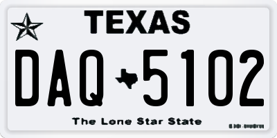 TX license plate DAQ5102