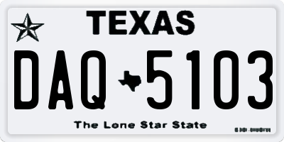 TX license plate DAQ5103