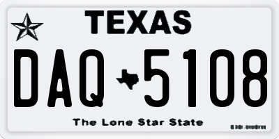 TX license plate DAQ5108