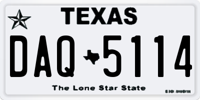 TX license plate DAQ5114