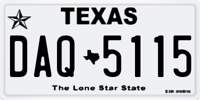 TX license plate DAQ5115