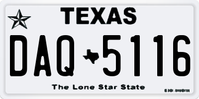 TX license plate DAQ5116