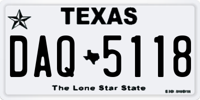 TX license plate DAQ5118