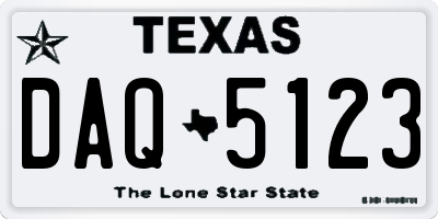 TX license plate DAQ5123