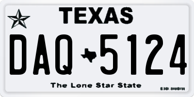 TX license plate DAQ5124