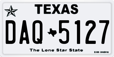 TX license plate DAQ5127