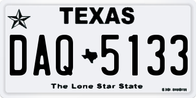 TX license plate DAQ5133