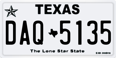 TX license plate DAQ5135