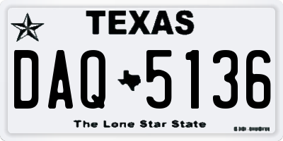 TX license plate DAQ5136