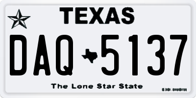 TX license plate DAQ5137