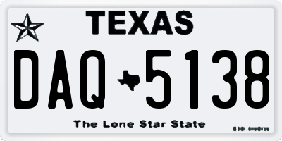 TX license plate DAQ5138