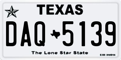 TX license plate DAQ5139