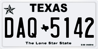 TX license plate DAQ5142