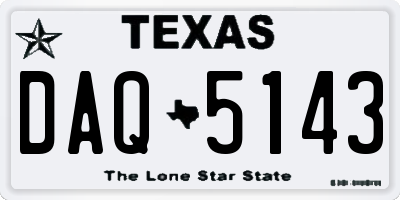 TX license plate DAQ5143