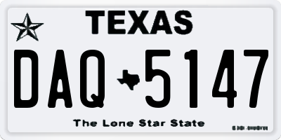 TX license plate DAQ5147