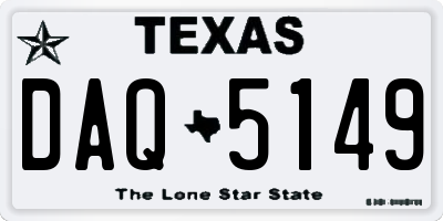 TX license plate DAQ5149